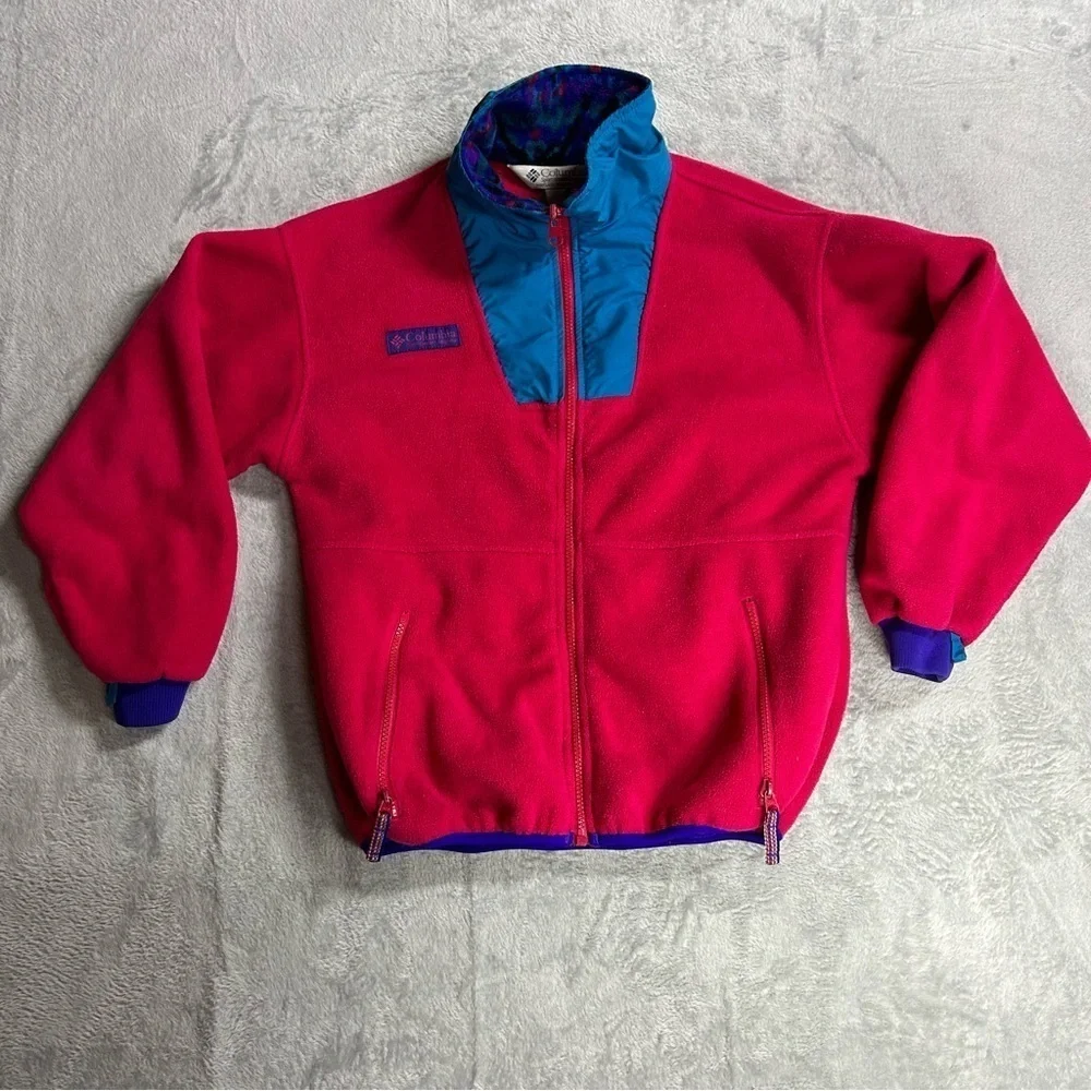 VTG 90’s Columbia Bugaboo 3 In 1 Teal, Pink Ski Jacket Fleece Youth, 14-16